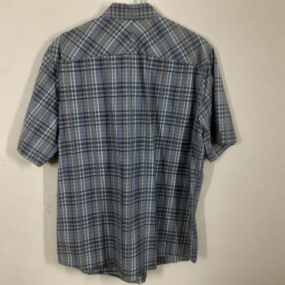 Structure Adult Mens XL Gray Blue Plaid Short Sleeve Button Up Shirt 100% Cotton - Picture 7 of 9